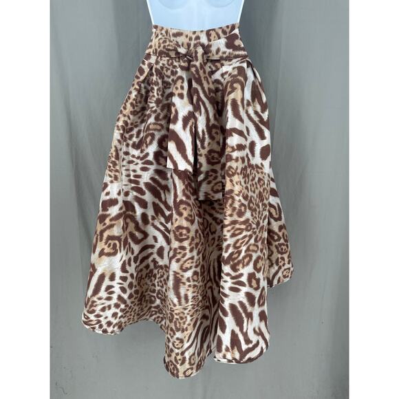 Y2K Vintage Skirt Womens Small Brown Animal Print Midi Stretch Party Event - Picture 3 of 8